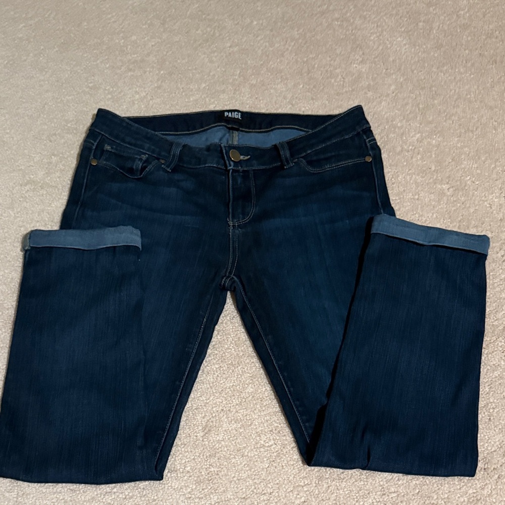 PAIGE Deep Blue Skyline Crop Jeans - Picture 2 of 11